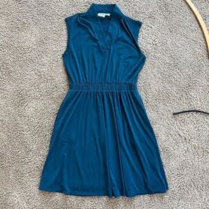 OF Mercer Park Place Dress Teal Pocketed Midi Career M